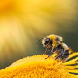 A bee sitting on a dandelion.