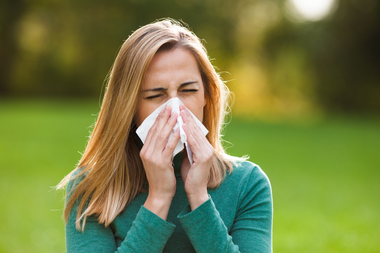 Sneezing in the park.